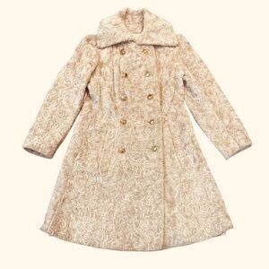 Vintage Borré Styled by Fairmoor Coat Double Breasted Faux Lamb Pea Coat Size XS